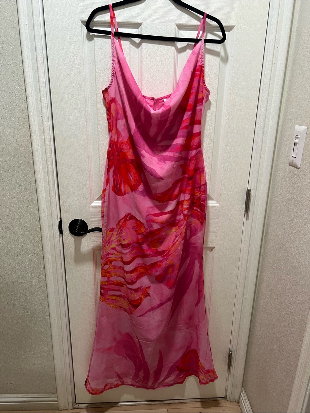 NWT Fashion Nova Emma Chiffon Maxi Dress in Pink Combo - Size Large